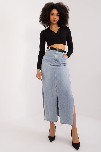 Denim Midi Double Slit Skirt - Ben Valor