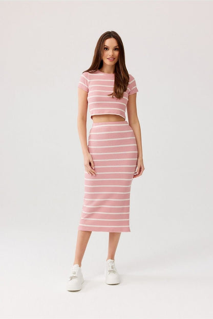 Striped Nylon Midi Skirt - Ben Valor