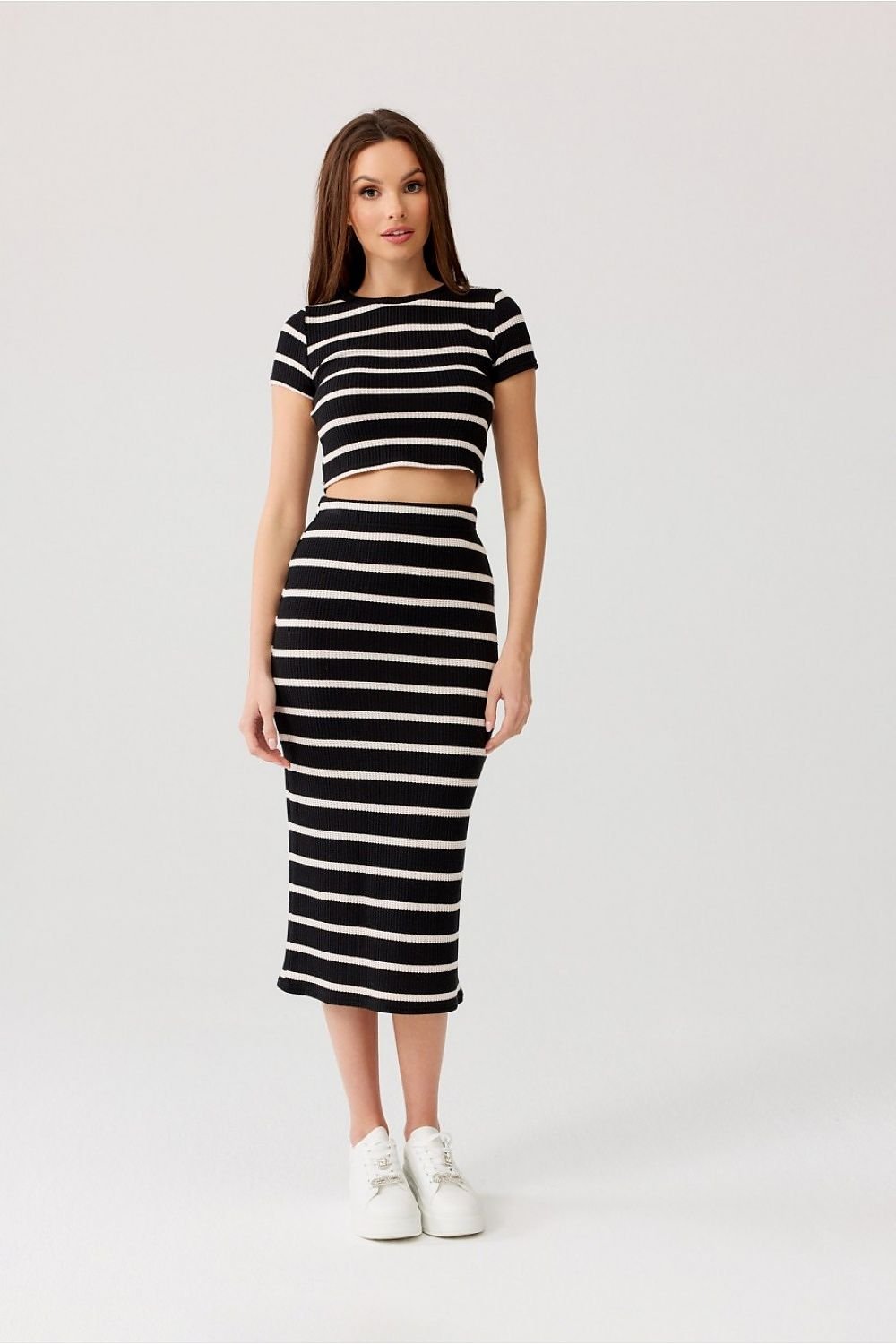 Striped Nylon Midi Skirt - Ben Valor